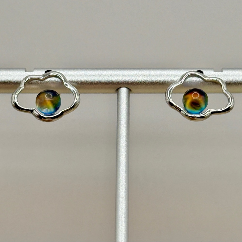 Silver Cloud Earrings With Iridescent Madagascar … - image 2